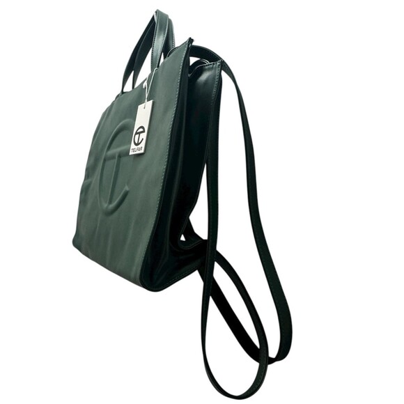 Telfar Medium Shopping Bag Double Handled Tote Dark Olive Vegan Faux Leather NEW - Picture 8 of 10